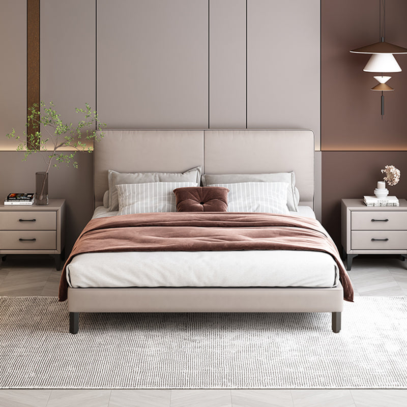 Modernes Panel Holzstandard Bett mit rechteckigem Kopfteil