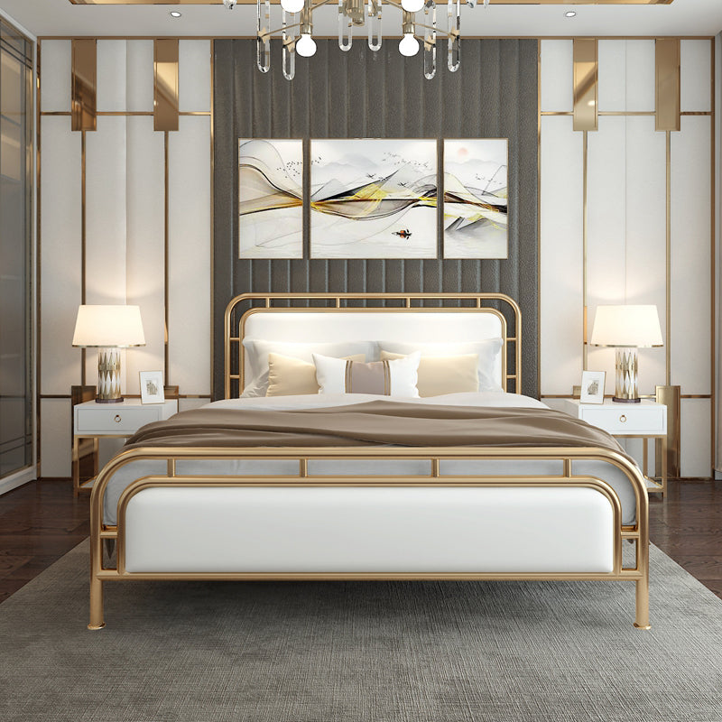 Zeitgenössisches Metall Open-Frame-Standardbett mit rechteckigem Kopfteil