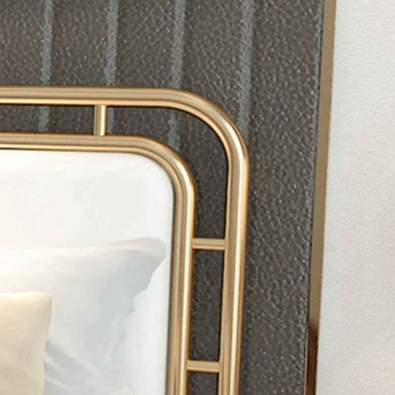 Zeitgenössisches Metall Open-Frame-Standardbett mit rechteckigem Kopfteil