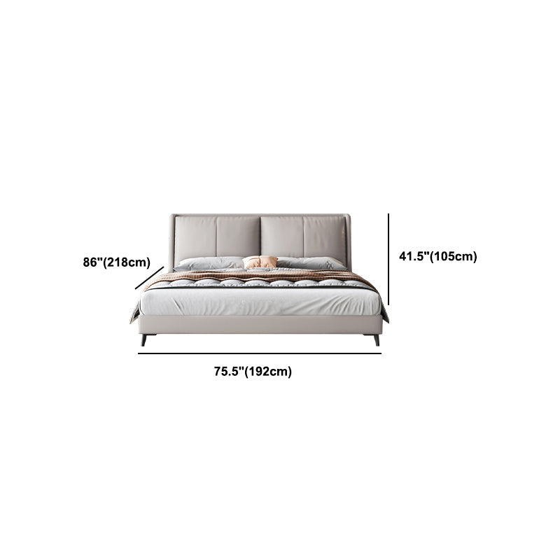 Modernes Kiefernholz -Holzpaneelbett echtes Lederbettrahmen mit gepolstertem Kopfteil