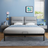 Contemporary Metal High Profile Bed Frame 39.37" H Panel Bed