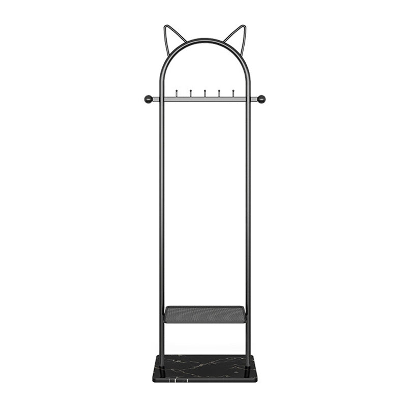 Metal Hall Stand, Hall Tree with Storage Shelf & Hanging Rail, Gold and Black Black 1 Clearhalo 'Entry & Mudroom Furniture' 'furn' 'furn_hall_tree_coat_racks' 'Furniture' 'Hall Trees & Coat Racks' 'hall_tree_coat_racks' 5473537