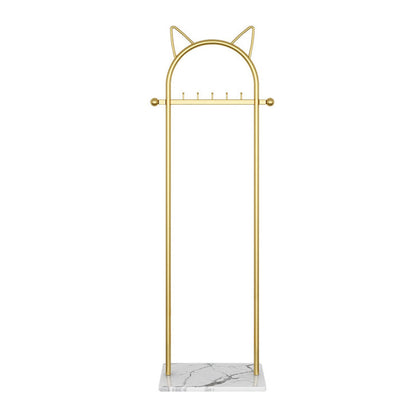 Metal Hall Stand, Hall Tree with Storage Shelf & Hanging Rail, Gold and Black Gold-White Shelf Not Included Clearhalo 'Entry & Mudroom Furniture' 'furn' 'furn_hall_tree_coat_racks' 'Furniture' 'Hall Trees & Coat Racks' 'hall_tree_coat_racks' 5473544