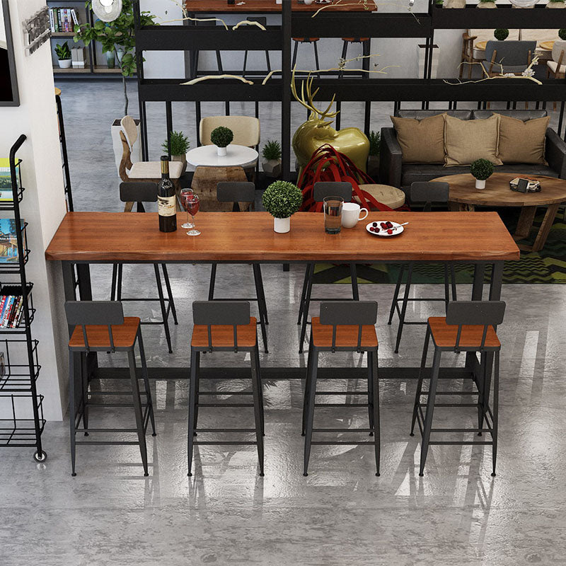 Contemporary Style Rectangle Bar Table Solid Wood Brown Bar Desk 86.6"L x 15.7"W x 41.3"H Without Chairs Clearhalo 'Bar Furniture' 'Bar Tables' 'bar_tables' 'furn' 'furn_bar_tables' 'Furniture' 'Kitchen & Dining Furniture' 5474126