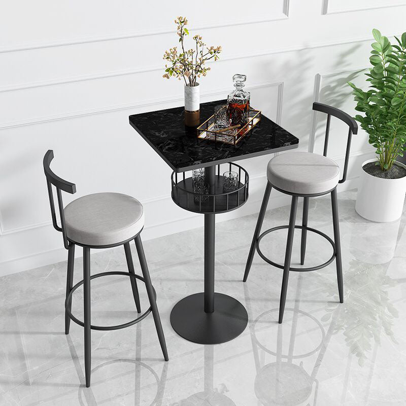 Polished Finish Marble Top Bar Table Glam Metal Frame Pub Table Black Black Square Clearhalo 'Bar Furniture' 'Bar Tables' 'bar_tables' 'furn' 'furn_bar_tables' 'Furniture' 'Kitchen & Dining Furniture' 5474159