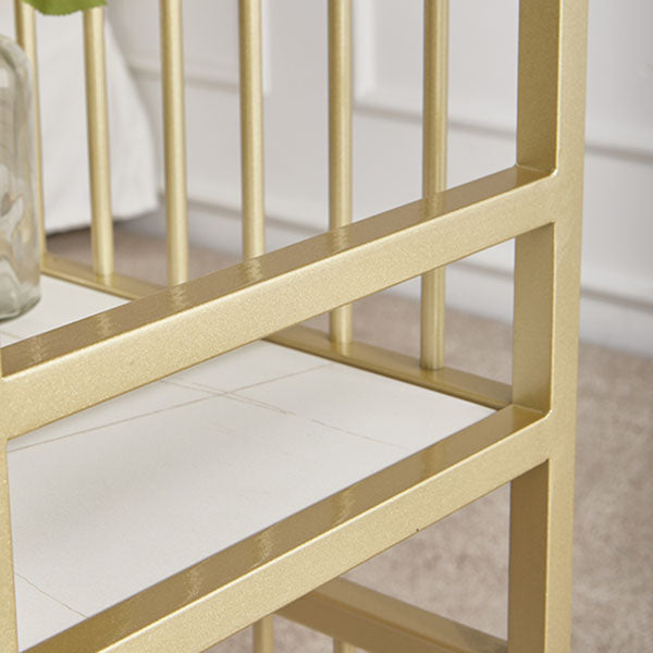 White Stone Top Bar Table Glam Metal Frame Pub Table for Small Places Clearhalo 'Bar Furniture' 'Bar Tables' 'bar_tables' 'furn' 'furn_bar_tables' 'Furniture' 'Kitchen & Dining Furniture' 5474204