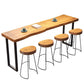 Industrial Metal Frame Pub Table Light Brown Wood Top Bar Table