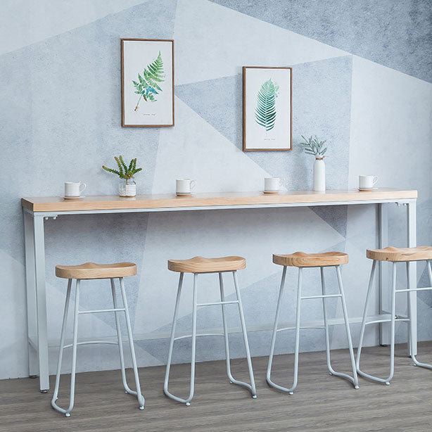 Natural Pine Wood Top Bar Table Modern Metal Frame Pub Table Clearhalo 'Bar Furniture' 'Bar Tables' 'bar_tables' 'furn' 'furn_bar_tables' 'Furniture' 'Kitchen & Dining Furniture' 5474294