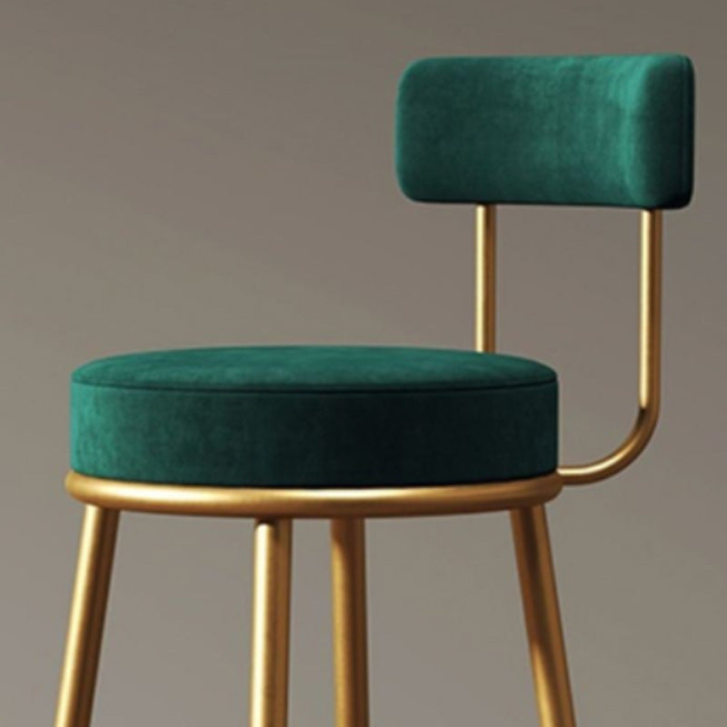 Glam sgabello da pranzo in ferro posteriore senza bracciolo sgabello da bar con cuscino di velluto