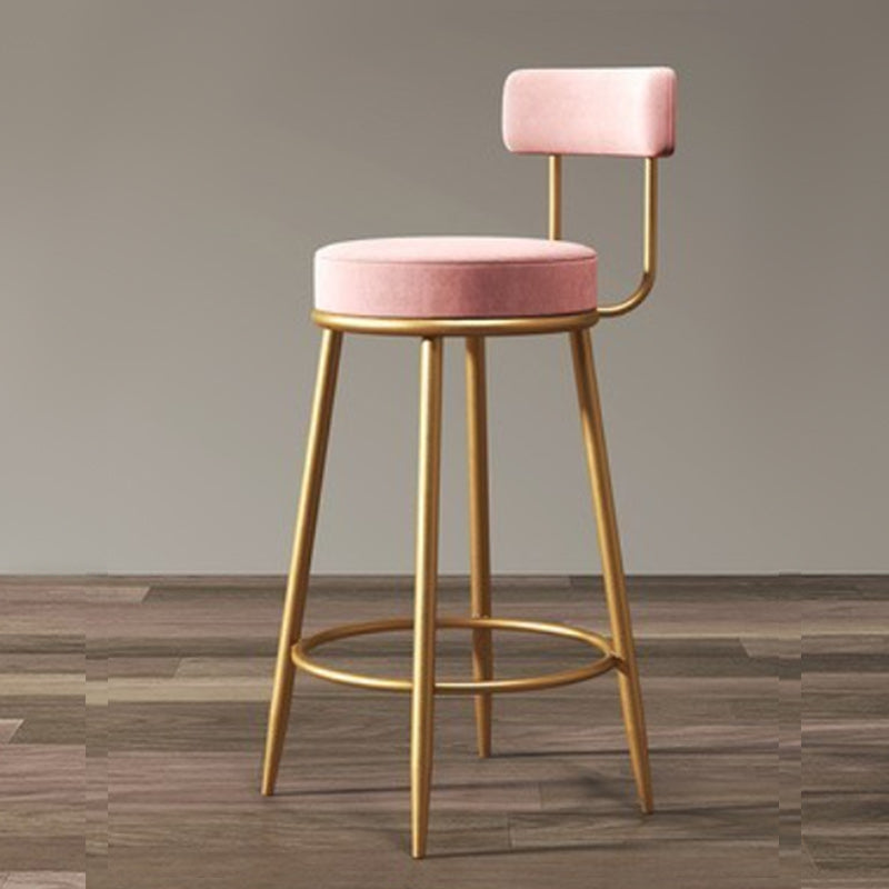 Glam sgabello da pranzo in ferro posteriore senza bracciolo sgabello da bar con cuscino di velluto