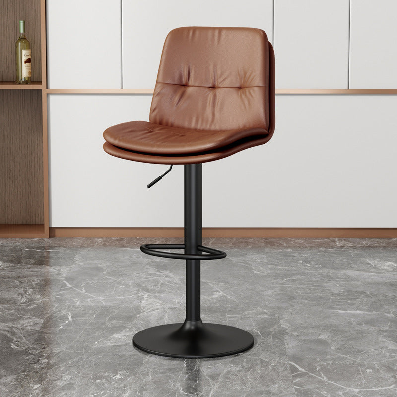 Nordic Style Bar Stool Liftable Counter Bar-stool with Metal Legs Brown 1 Piece Clearhalo 'Bar Furniture' 'Bar Stools' 'bar_stools' 'furn' 'furn_bar_stools' 'Furniture' 'Kitchen & Dining Furniture' 5474445