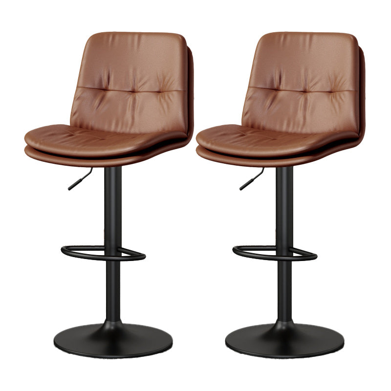 Nordic Style Bar Stool Liftable Counter Bar-stool with Metal Legs Brown 2 Piece Set Clearhalo 'Bar Furniture' 'Bar Stools' 'bar_stools' 'furn' 'furn_bar_stools' 'Furniture' 'Kitchen & Dining Furniture' 5474446
