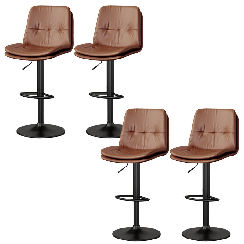 Nordic Style Bar Stool Liftable Counter Bar-stool with Metal Legs Brown 4 Piece Set Clearhalo 'Bar Furniture' 'Bar Stools' 'bar_stools' 'furn' 'furn_bar_stools' 'Furniture' 'Kitchen & Dining Furniture' 5474447