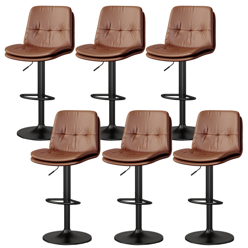 Nordic Style Bar Stool Liftable Counter Bar-stool with Metal Legs Brown 6 Piece Set Clearhalo 'Bar Furniture' 'Bar Stools' 'bar_stools' 'furn' 'furn_bar_stools' 'Furniture' 'Kitchen & Dining Furniture' 5474448