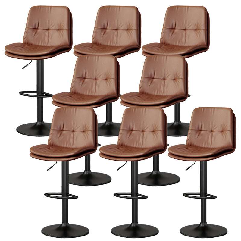 Nordic Style Bar Stool Liftable Counter Bar-stool with Metal Legs Brown 8 Piece Set Clearhalo 'Bar Furniture' 'Bar Stools' 'bar_stools' 'furn' 'furn_bar_stools' 'Furniture' 'Kitchen & Dining Furniture' 5474449