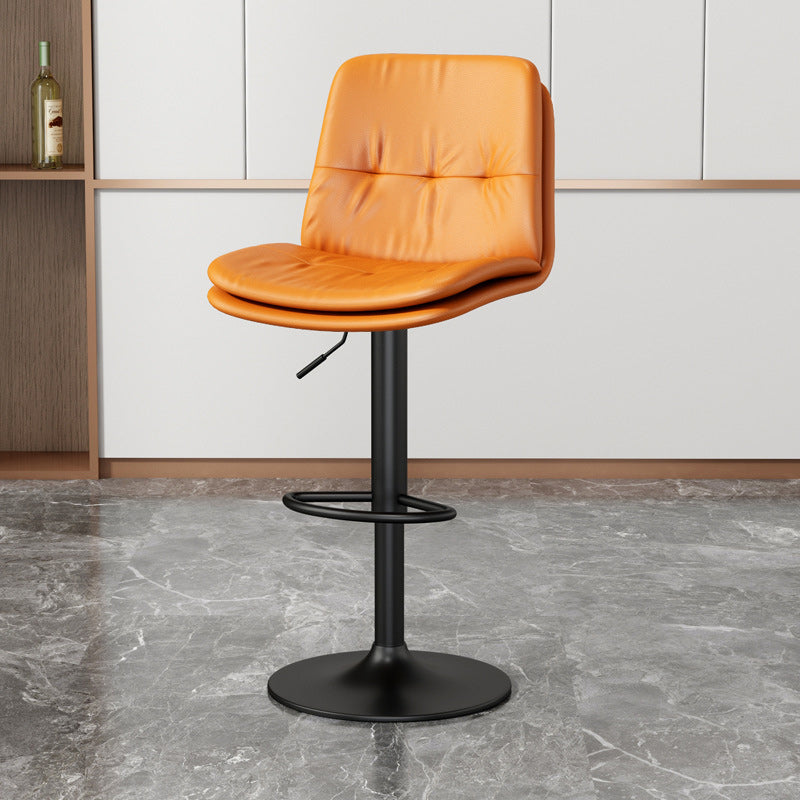 Nordic Style Bar Stool Liftable Counter Bar-stool with Metal Legs Orange 1 Piece Clearhalo 'Bar Furniture' 'Bar Stools' 'bar_stools' 'furn' 'furn_bar_stools' 'Furniture' 'Kitchen & Dining Furniture' 5474455