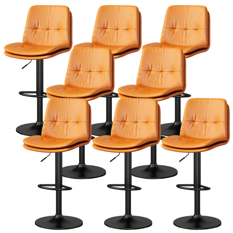 Nordic Style Bar Stool Liftable Counter Bar-stool with Metal Legs Orange 8 Piece Set Clearhalo 'Bar Furniture' 'Bar Stools' 'bar_stools' 'furn' 'furn_bar_stools' 'Furniture' 'Kitchen & Dining Furniture' 5474459