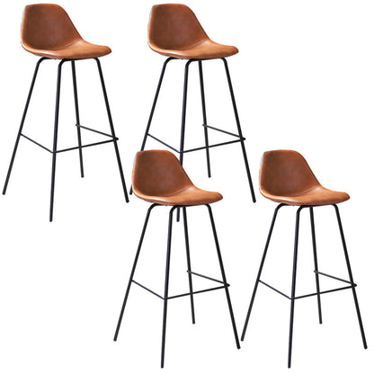 Contemporary Style Bar-stool Bucket Bar Stool with Metal Legs for Home Brown 4 Piece Set Clearhalo 'Bar Furniture' 'Bar Stools' 'bar_stools' 'furn' 'furn_bar_stools' 'Furniture' 'Kitchen & Dining Furniture' 5474576