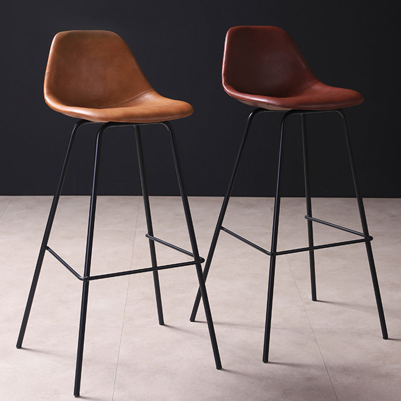 Contemporary Style Bar-stool Bucket Bar Stool with Metal Legs for Home Clearhalo 'Bar Furniture' 'Bar Stools' 'bar_stools' 'furn' 'furn_bar_stools' 'Furniture' 'Kitchen & Dining Furniture' 5474577