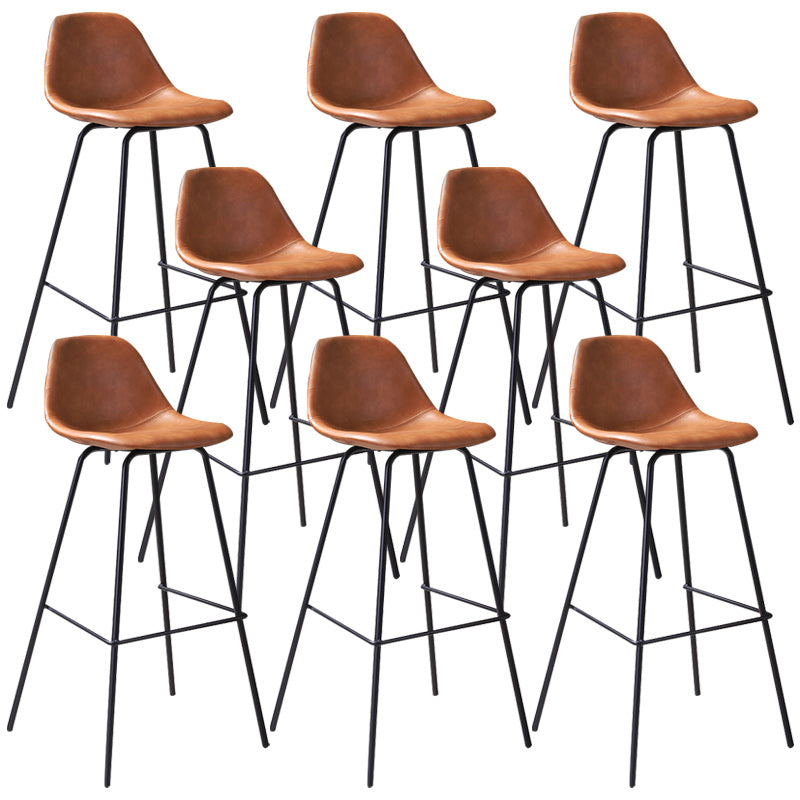 Contemporary Style Bar-stool Bucket Bar Stool with Metal Legs for Home Brown 8 Piece Set Clearhalo 'Bar Furniture' 'Bar Stools' 'bar_stools' 'furn' 'furn_bar_stools' 'Furniture' 'Kitchen & Dining Furniture' 5474578