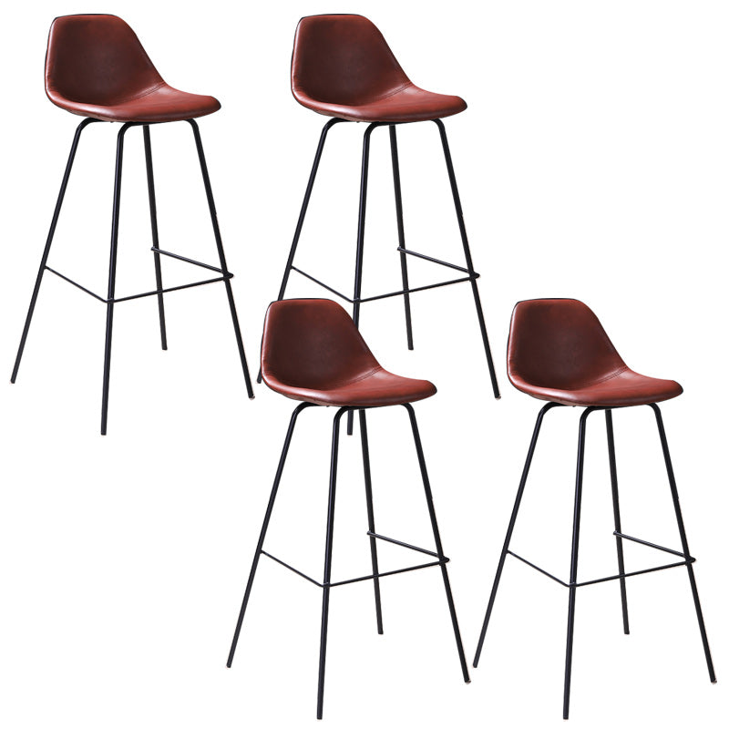 Contemporary Style Bar-stool Bucket Bar Stool with Metal Legs for Home Burgundy 4 Piece Set Clearhalo 'Bar Furniture' 'Bar Stools' 'bar_stools' 'furn' 'furn_bar_stools' 'Furniture' 'Kitchen & Dining Furniture' 5474579