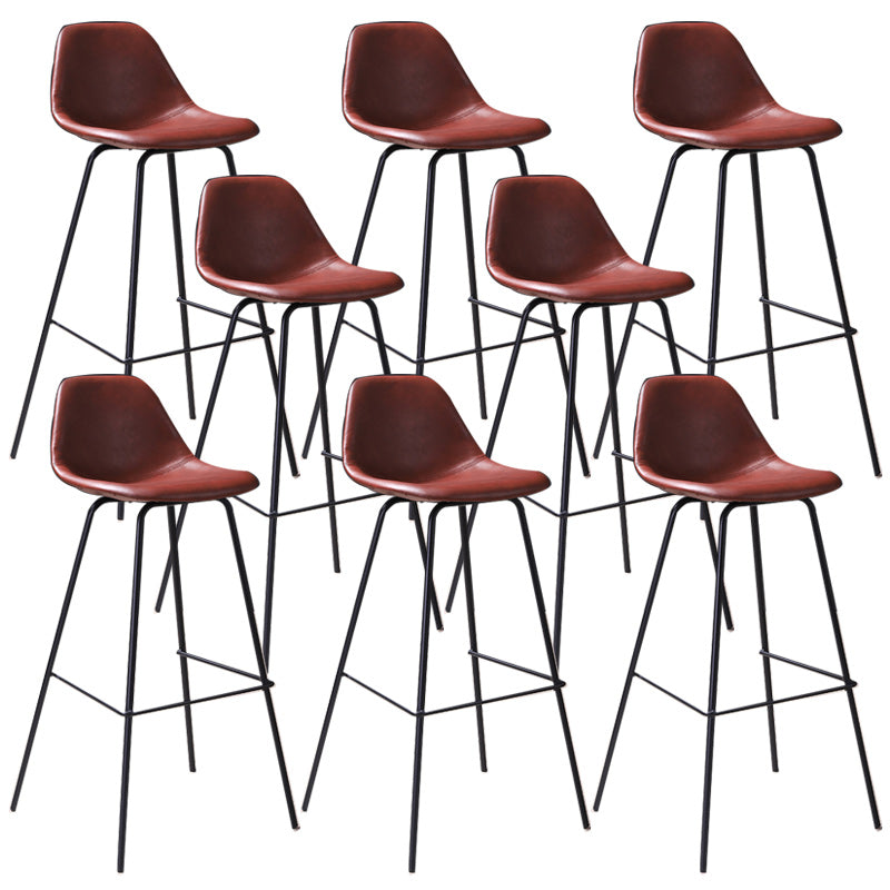 Contemporary Style Bar-stool Bucket Bar Stool with Metal Legs for Home Burgundy 8 Piece Set Clearhalo 'Bar Furniture' 'Bar Stools' 'bar_stools' 'furn' 'furn_bar_stools' 'Furniture' 'Kitchen & Dining Furniture' 5474581