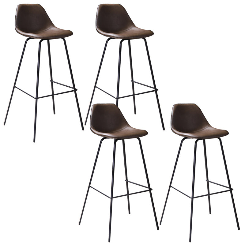 Contemporary Style Bar-stool Bucket Bar Stool with Metal Legs for Home Dark Khaki 4 Piece Set Clearhalo 'Bar Furniture' 'Bar Stools' 'bar_stools' 'furn' 'furn_bar_stools' 'Furniture' 'Kitchen & Dining Furniture' 5474583