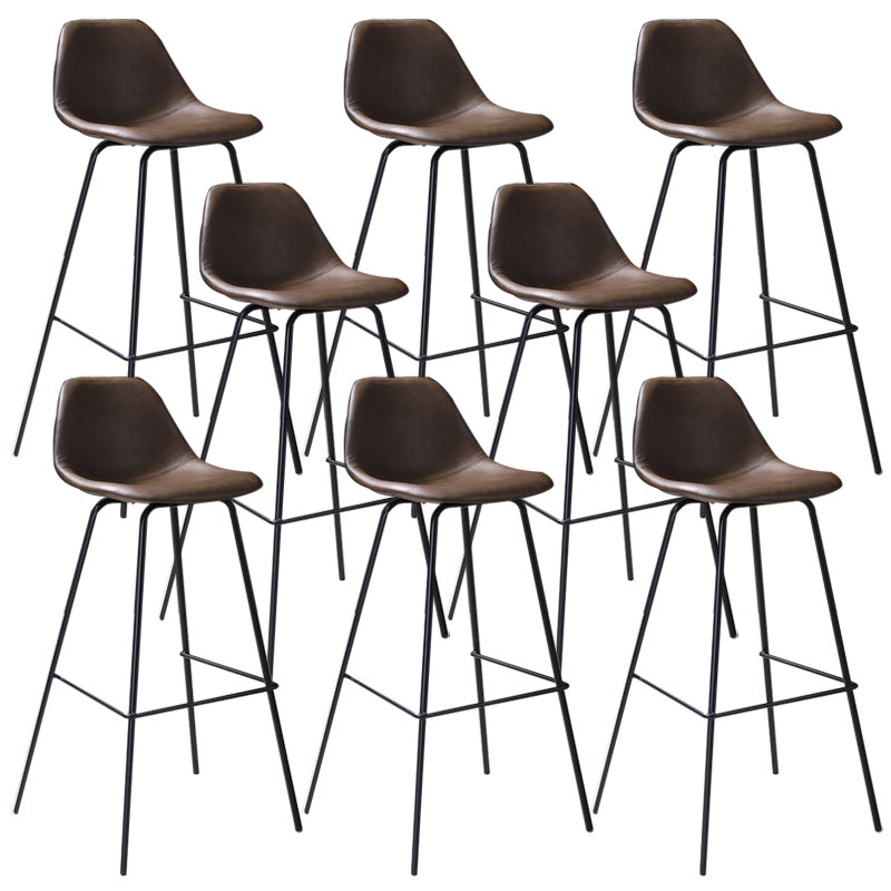 Contemporary Style Bar-stool Bucket Bar Stool with Metal Legs for Home Dark Khaki 8 Piece Set Clearhalo 'Bar Furniture' 'Bar Stools' 'bar_stools' 'furn' 'furn_bar_stools' 'Furniture' 'Kitchen & Dining Furniture' 5474586