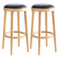 Modern Round Bar Stool Oak Solid Wood Bar Stool with PU Leather Wood 2 Piece Set Clearhalo 'Bar Furniture' 'Bar Stools' 'bar_stools' 'furn' 'furn_bar_stools' 'Furniture' 'Kitchen & Dining Furniture' 5474638