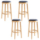 Modern Round Bar Stool Oak Solid Wood Bar Stool with PU Leather Wood 4 Piece Set Clearhalo 'Bar Furniture' 'Bar Stools' 'bar_stools' 'furn' 'furn_bar_stools' 'Furniture' 'Kitchen & Dining Furniture' 5474639