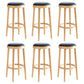 Modern Round Bar Stool Oak Solid Wood Bar Stool with PU Leather Wood 6 Piece Set Clearhalo 'Bar Furniture' 'Bar Stools' 'bar_stools' 'furn' 'furn_bar_stools' 'Furniture' 'Kitchen & Dining Furniture' 5474641
