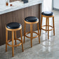 Modern Round Bar Stool Oak Solid Wood Bar Stool with PU Leather Clearhalo 'Bar Furniture' 'Bar Stools' 'bar_stools' 'furn' 'furn_bar_stools' 'Furniture' 'Kitchen & Dining Furniture' 5474642