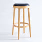 Modern Round Bar Stool Oak Solid Wood Bar Stool with PU Leather Clearhalo 'Bar Furniture' 'Bar Stools' 'bar_stools' 'furn' 'furn_bar_stools' 'Furniture' 'Kitchen & Dining Furniture' 5474645