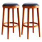 Modern Round Bar Stool Oak Solid Wood Bar Stool with PU Leather Red Brown 2 Piece Set Clearhalo 'Bar Furniture' 'Bar Stools' 'bar_stools' 'furn' 'furn_bar_stools' 'Furniture' 'Kitchen & Dining Furniture' 5474646