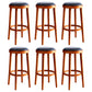 Modern Round Bar Stool Oak Solid Wood Bar Stool with PU Leather Red Brown 6 Piece Set Clearhalo 'Bar Furniture' 'Bar Stools' 'bar_stools' 'furn' 'furn_bar_stools' 'Furniture' 'Kitchen & Dining Furniture' 5474650
