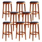 Modern Round Bar Stool Oak Solid Wood Bar Stool with PU Leather Red Brown 8 Piece Set Clearhalo 'Bar Furniture' 'Bar Stools' 'bar_stools' 'furn' 'furn_bar_stools' 'Furniture' 'Kitchen & Dining Furniture' 5474652
