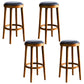 Modern Round Bar Stool Oak Solid Wood Bar Stool with PU Leather Walnut 4 Piece Set Clearhalo 'Bar Furniture' 'Bar Stools' 'bar_stools' 'furn' 'furn_bar_stools' 'Furniture' 'Kitchen & Dining Furniture' 5474655