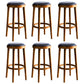 Modern Round Bar Stool Oak Solid Wood Bar Stool with PU Leather Walnut 6 Piece Set Clearhalo 'Bar Furniture' 'Bar Stools' 'bar_stools' 'furn' 'furn_bar_stools' 'Furniture' 'Kitchen & Dining Furniture' 5474656