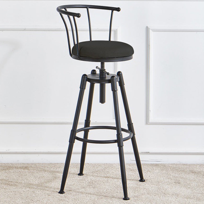 Industrial Backrest Metal Bar Stool Round Furniture in Matte Finish for Home