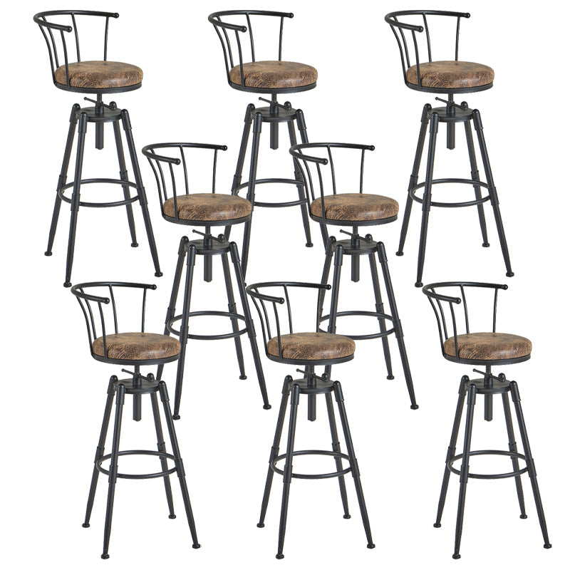 Industrial Backrest Metal Bar Stool Round Furniture in Matte Finish for Home