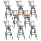 Industrial Backrest Metal Bar Stool Round Furniture in Matte Finish for Home
