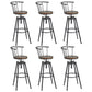 Industrial Backrest Metal Bar Stool Round Furniture in Matte Finish for Home