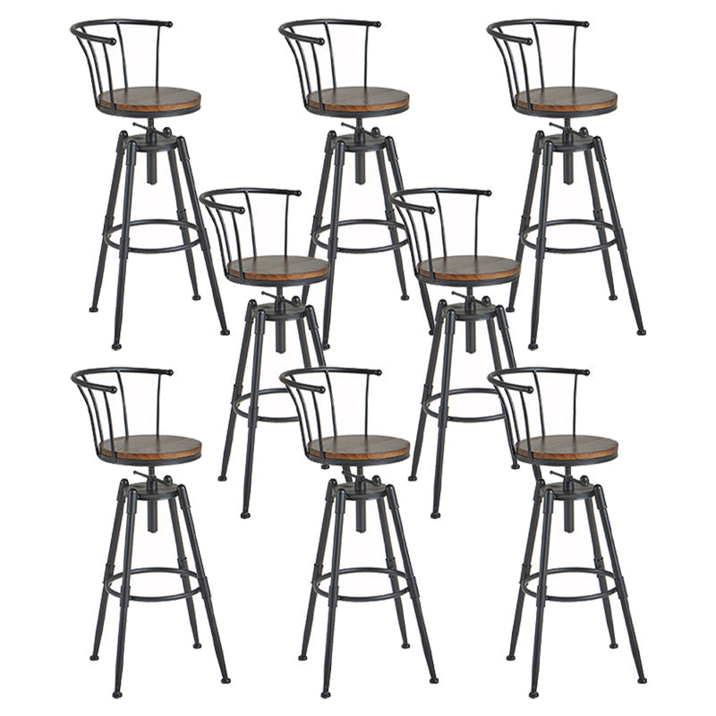 Industrial Backrest Metal Bar Stool Round Furniture in Matte Finish for Home
