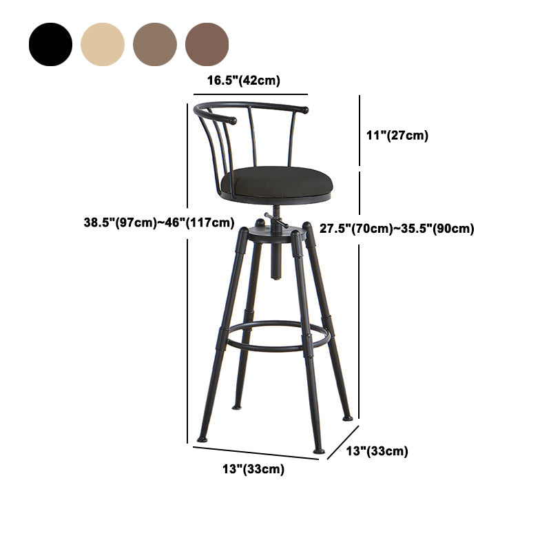 Industrial Backrest Metal Bar Stool Round Furniture in Matte Finish for Home