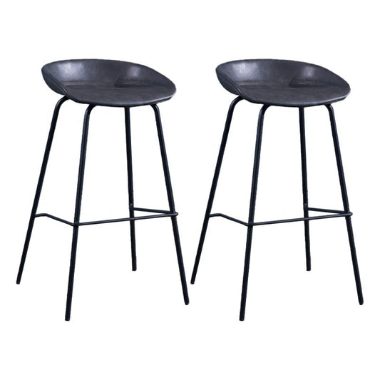 Low Back Bar and Counter Stool Industrial Footrest Bucket Metal Bar Stool Grey 2 Piece Set