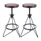 Industrial Adjustable Height Bar Stool Round Solid Wood with Iron Legs