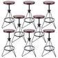 Industrial Adjustable Height Bar Stool Round Solid Wood with Iron Legs