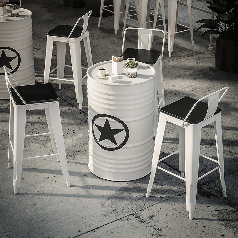 1/3/4 Pieces Industrial Bar Stool and Table Set White Iron Bar Set