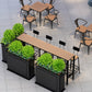 Set tavolo e sgabello moderno da esterno 1/5 pezzi Set bistrot rettangolare in legno e metallo