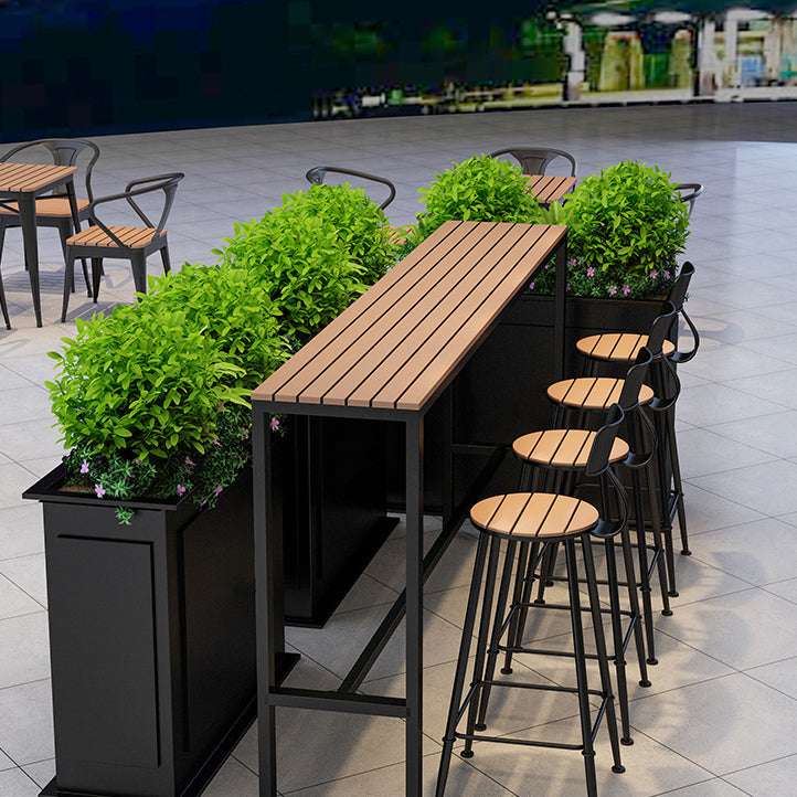 Set tavolo e sgabello moderno da esterno 1/5 pezzi Set bistrot rettangolare in legno e metallo